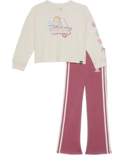 adidas Kids Long Sleeve Graphic Heather Tee Flare Pant Set (Toddler/Little Kid) | Kids' Sets -Adidas Kids Shop 61X2Q5hFp0L. AC SR736920