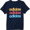adidas Kids SS Linear Stack Tee(Toddler/Little Kid/Big Kid) | Shirts & Tops
