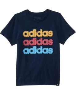 adidas Kids SS Linear Stack Tee(Toddler/Little Kid/Big Kid) | Shirts & Tops