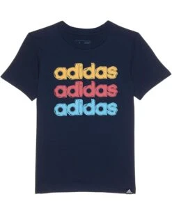 adidas Kids SS Linear Stack Tee(Toddler/Little Kid/Big Kid) | Shirts & Tops