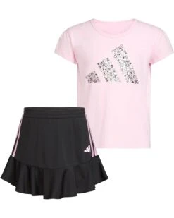 adidas Kids Pleated SS Tee Ruffle Skort Set(Infant) | Kids' Sets