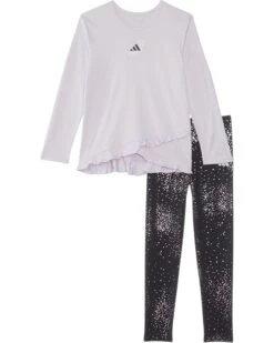 adidas Kids Cross Over Melange Top Foil AOP Legging Set (Toddler/Little Kid) | Kids' Sets
