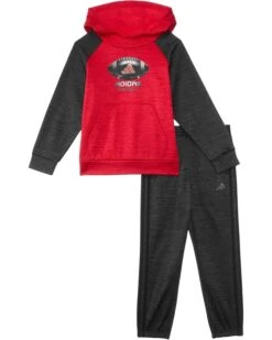 adidas Kids Poly Melange Fleece Hooded Pullover Set (Toddler/Little Kid) | Kids' Sets