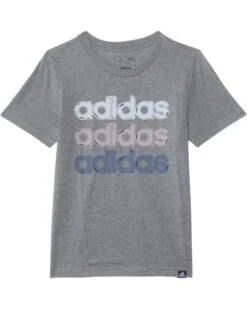 adidas Kids SS Linear Stack Hthr Tee(Big Kid) | Shirts & Tops