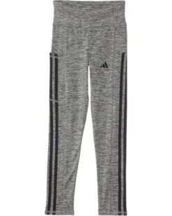 adidas Kids 3 Stripe Melange Cellphone Pocket Leggings (Big Kid) | Pants
