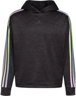 adidas Kids 3-Stripes Hooded Game&Go Poly Melange Fleece Pullover (Toddler/Little Kids) | Hoodies & Sweatshirts